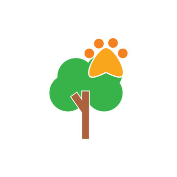 Paw Tree Logo Icon Design