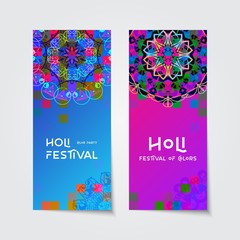 Colorful holi mandala banner ornament template