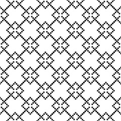 Black geometric print on white background. Seamless pattern