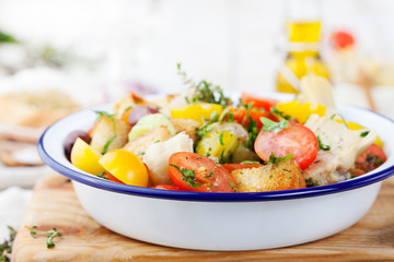 Traditional healthy Panzanella salad