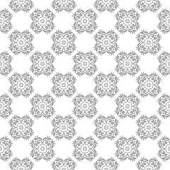 Gray floral seamless ornament on white background