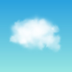 Transparent white cloud on the sky. Realistic illustration.