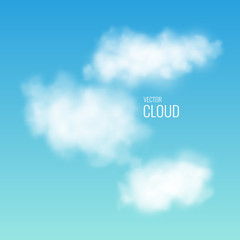 Transparent white cloud on the sky. Realistic illustration.