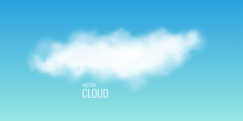 Transparent white cloud on the sky. Realistic illustration.