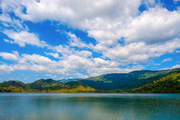 Obraz premium high mountains peaks range clouds in fog scenery landscape national park view outdoor at Chiang Rai, Chiang Mai Province, Thailand
