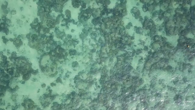 aerial footage from drone: top view of sea and coral at Sattahip district Chon Buri, THAIALND