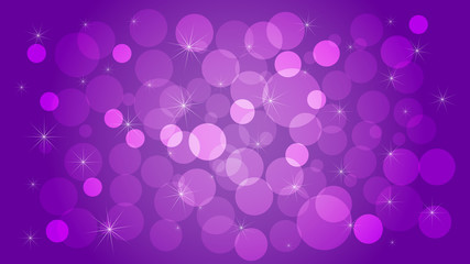 Geometric abstract purple background with circles and shimmering stars