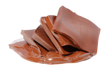Molten Chocolate Bar Isolated on White Background