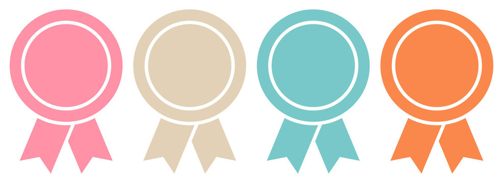 4 Round Award Badges Retro Graphic