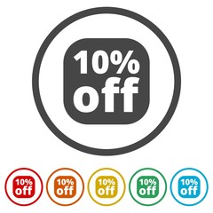 Coupon design, sale icon 10%, 6 Colors Included