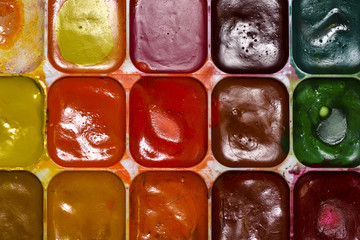 Used dirty watercolor paints.