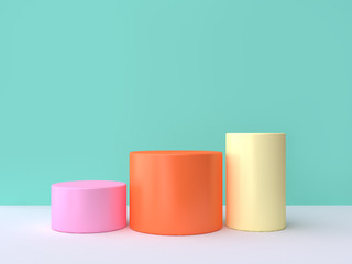 cylinder step colourful 3d rendering