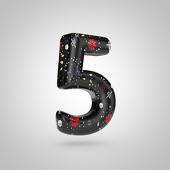 Santa Muerte number 5 isolated on white background.