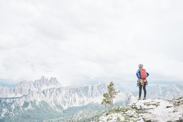 Obraz premium Rock climber in Dolomites
