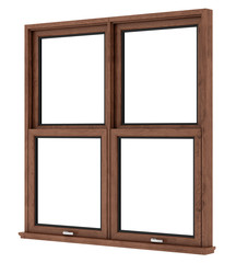 brown wooden window isolated on white background