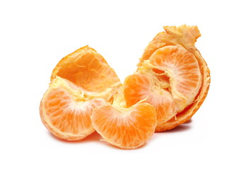 Mandarin orange, citrus fruit slices isolated on white