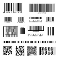 Barcode and QR Code Set. Vector