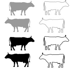 Cow iconset grey black color Illustration