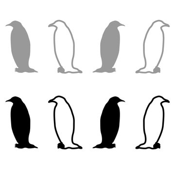 Penguin iconset grey black color Illustration