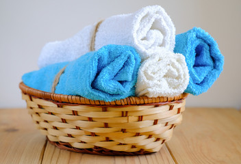 Fototapeta na wymiar Rolled towels