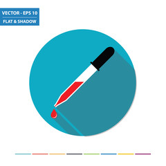 Eye dropper flat icon with long shadow. Vector Illustration.