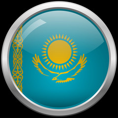 Kazakh flag glass button vector illustration