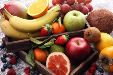 Fresh fruits. Mixed fruits background. Healthy eating, dieting, love fruits.