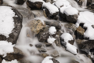 Long exposure of a creek in the Meiental in the Alps in central Switzerland