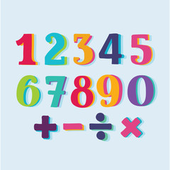 Set of color paper numbers