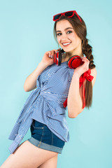 Young sexy woman with headphones