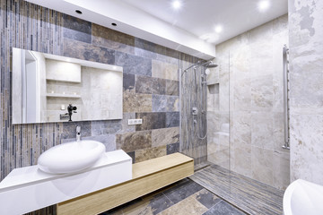 Interior design stylish bathroom luxury house.