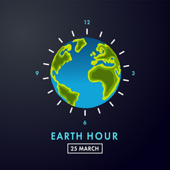 Illustration of Earth hour. 60 minutes