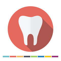 Tooth flat icon with long shadow. Vector Illustration.