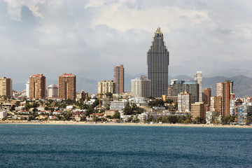 Fototapeta premium The skyline in Benidorm, Spain.