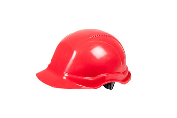 Fototapeta premium Red safety helmet isolated on white background