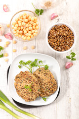 vegetarian burger with chickpea and lentil
