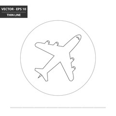 Plane flat thin line icon. Vector illustration.