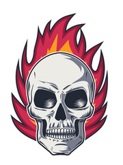 Flame and Skull with Evil Look