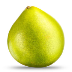 Green pomelo citrus fruit isolated on white background. With clipping path.