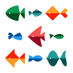 Aquarium fish. Set of simple vector icons.
