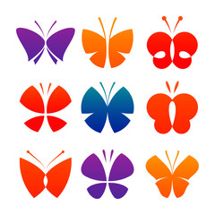 Butterfly collection. Set of vector icons.