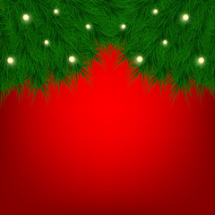 Fototapeta na wymiar illustration of Merry Christmas and happy new year background with tree branch and christmas light garland.
