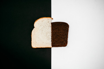 bread isolated on white and black background
