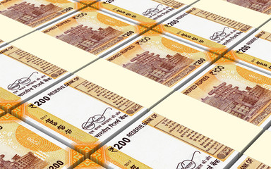 India Rupee bills stacks background. 3D illustration