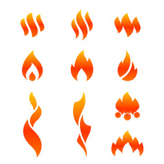 Set of vector flame icons