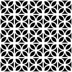 Black and white leaves trellis geometric seamless pattern, vector