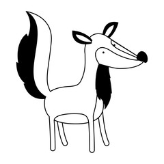fox cartoon black silhouette in white background vector illustration