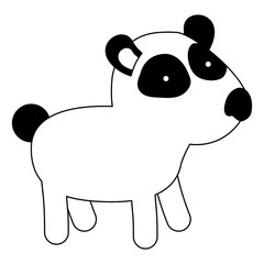 panda cartoon black silhouette in white background vector illustration