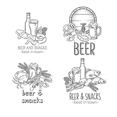 Pub Food and Beer Hand Drawn Template