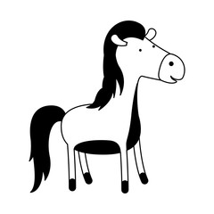 horse cartoon black silhouette in white background vector illustration